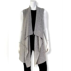 Vince Sweater Gray Wool & Cashmere Cardigan Vest Sleeveless Open Front Size XS
